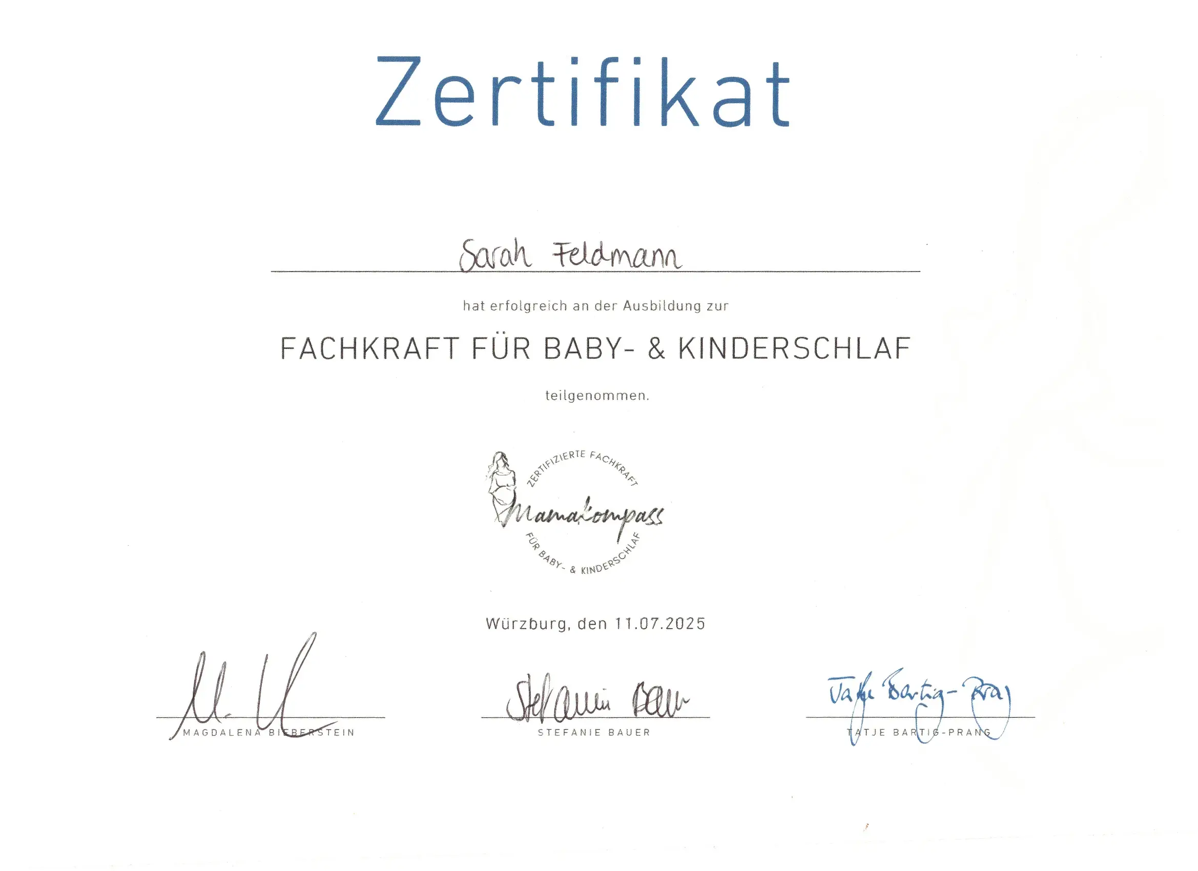 Zertifikat Schlaf