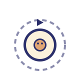 Stilisiertes Atom-Symbol mit Kreisen und Elektronen